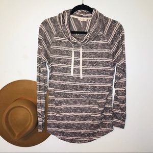 Ultra Flirt grey striped cowl neck sweater